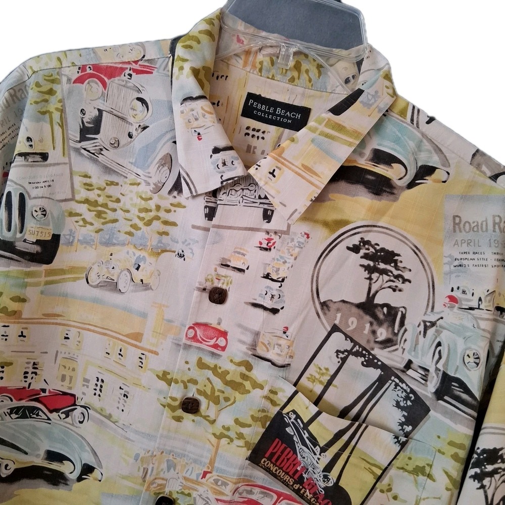 Pebble Beach Concours d'Elegance Kahala Silk Shirt Men's Small Car Week Allover